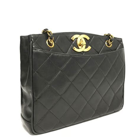 chanel vintage quilted tote|chanel tote shopper.